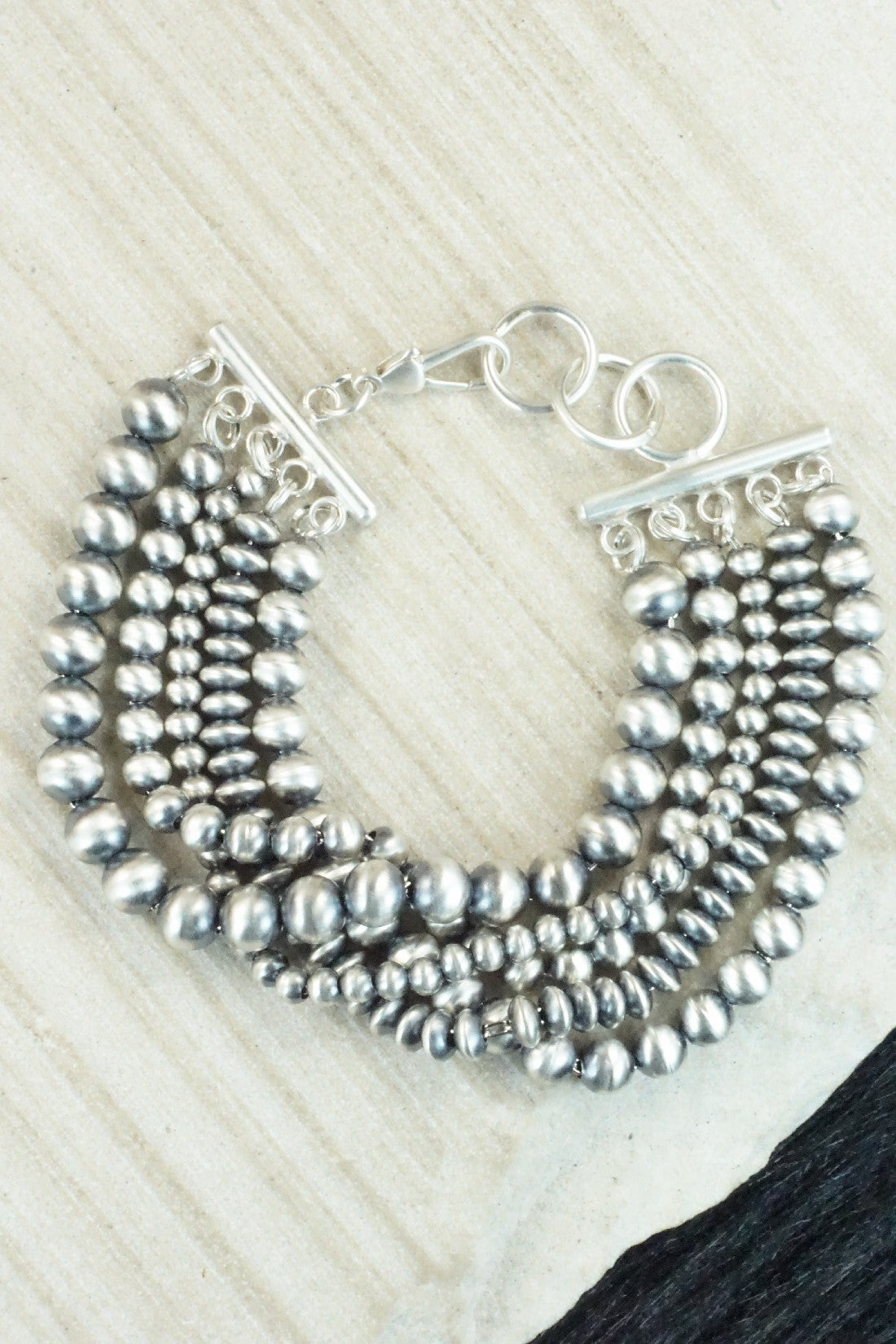 Sterling Silver Navajo Pearl Link Bracelet - Jan Mariano