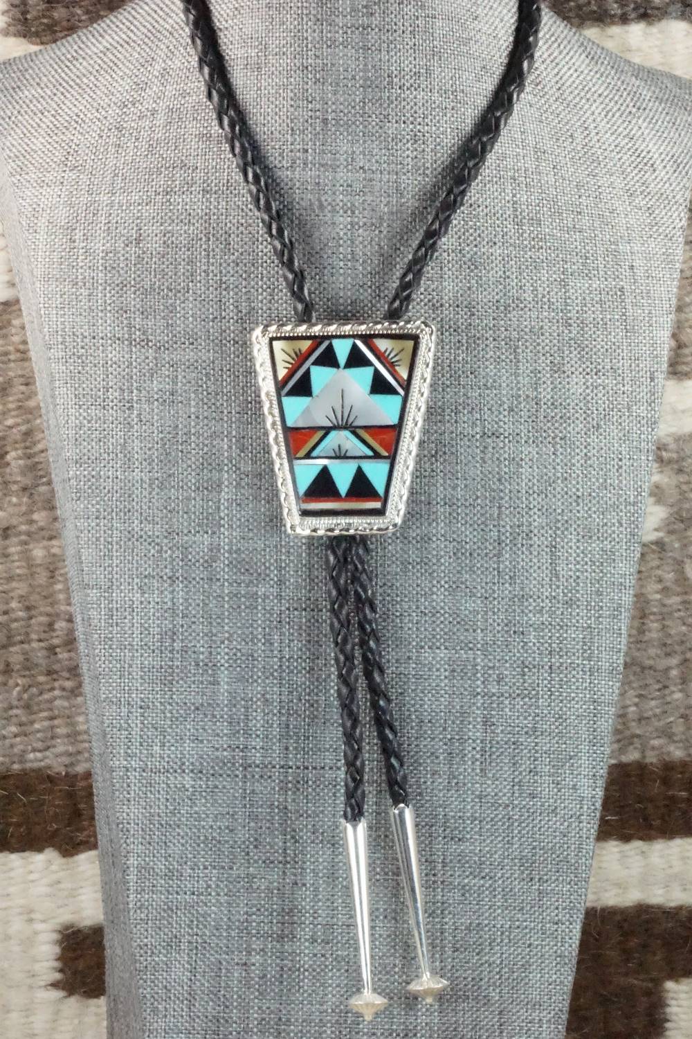 Multi Stone & Sterling Silver Inlay Bolo Tie - Rydell Yuselew