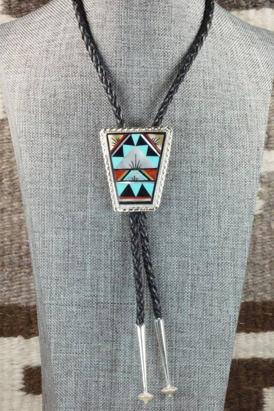 Multi Stone & Sterling Silver Inlay Bolo Tie - Rydell Yuselew