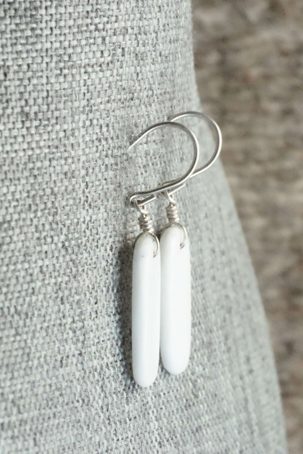 White Buffalo & Sterling Silver Earrings - Lester Abeita