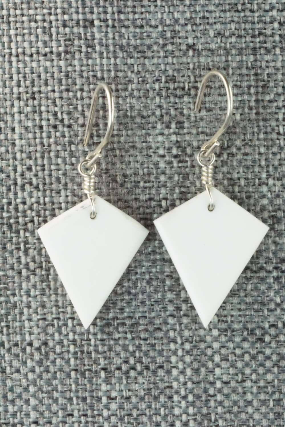 White Buffalo & Sterling Silver Earrings - Lester Abeita