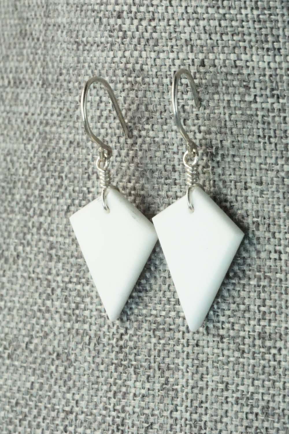 White Buffalo & Sterling Silver Earrings - Lester Abeita
