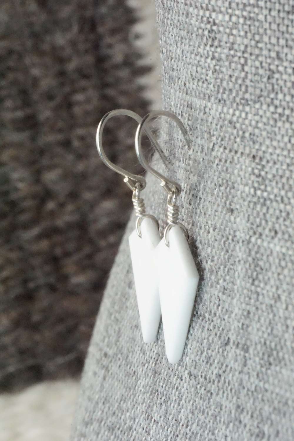 White Buffalo & Sterling Silver Earrings - Lester Abeita