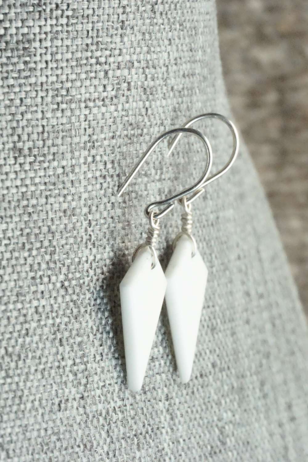 White Buffalo & Sterling Silver Earrings - Lester Abeita