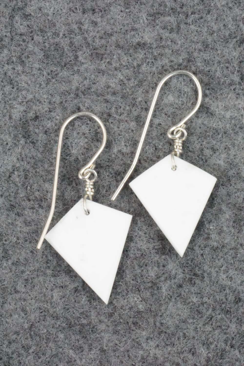 White Buffalo & Sterling Silver Earrings - Lester Abeita