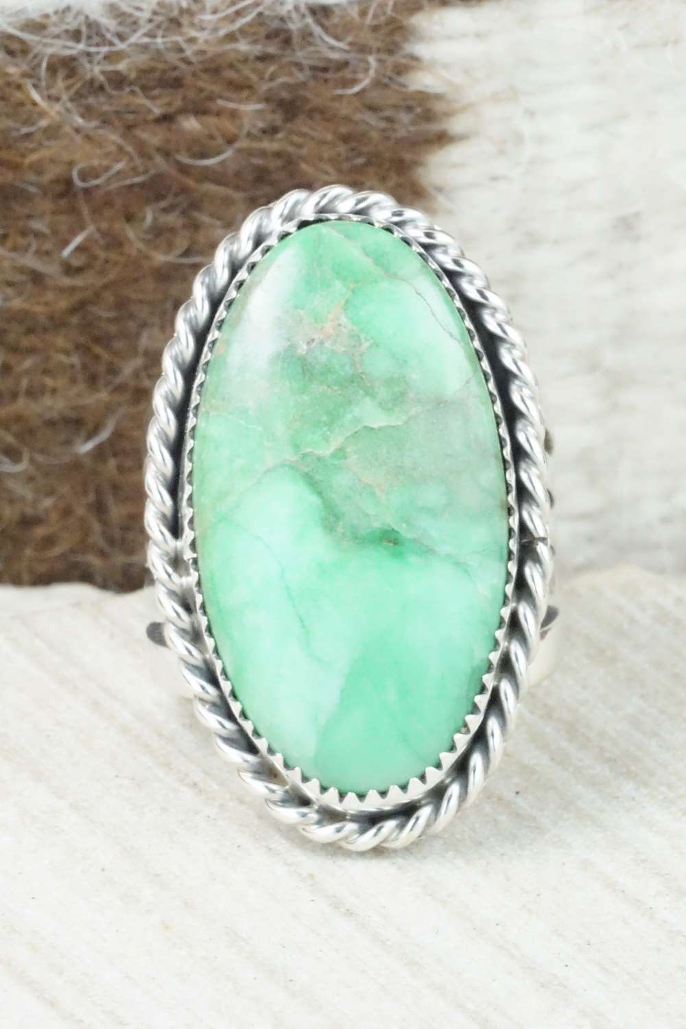 Turquoise and Sterling Silver Ring - Jeanette Saunders - Size 10.5