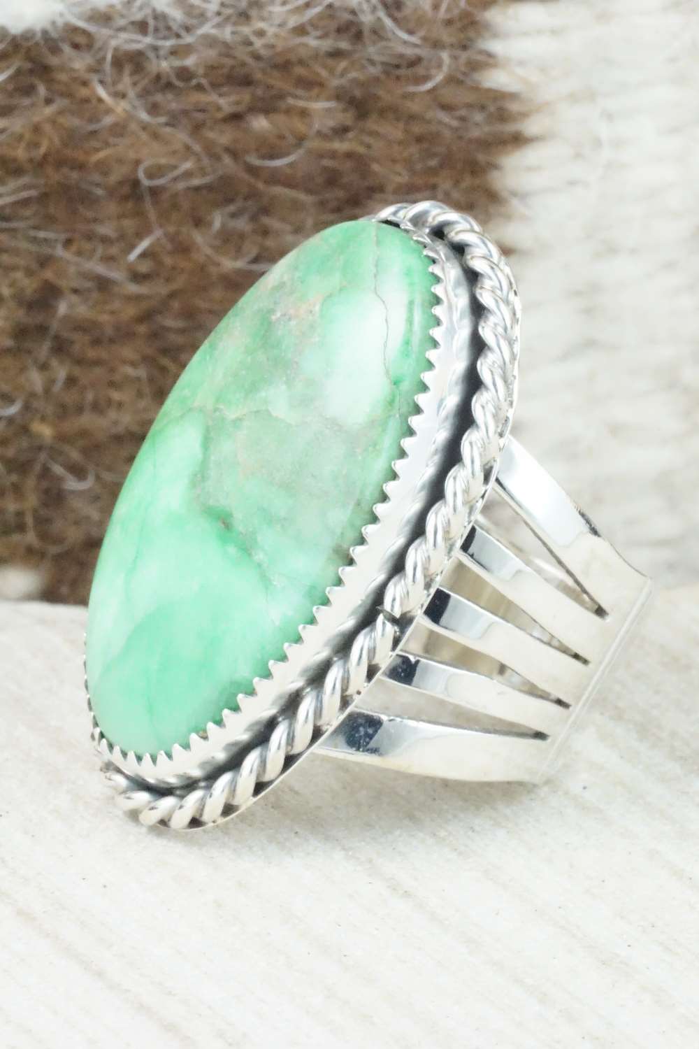 Turquoise and Sterling Silver Ring - Jeanette Saunders - Size 10.5