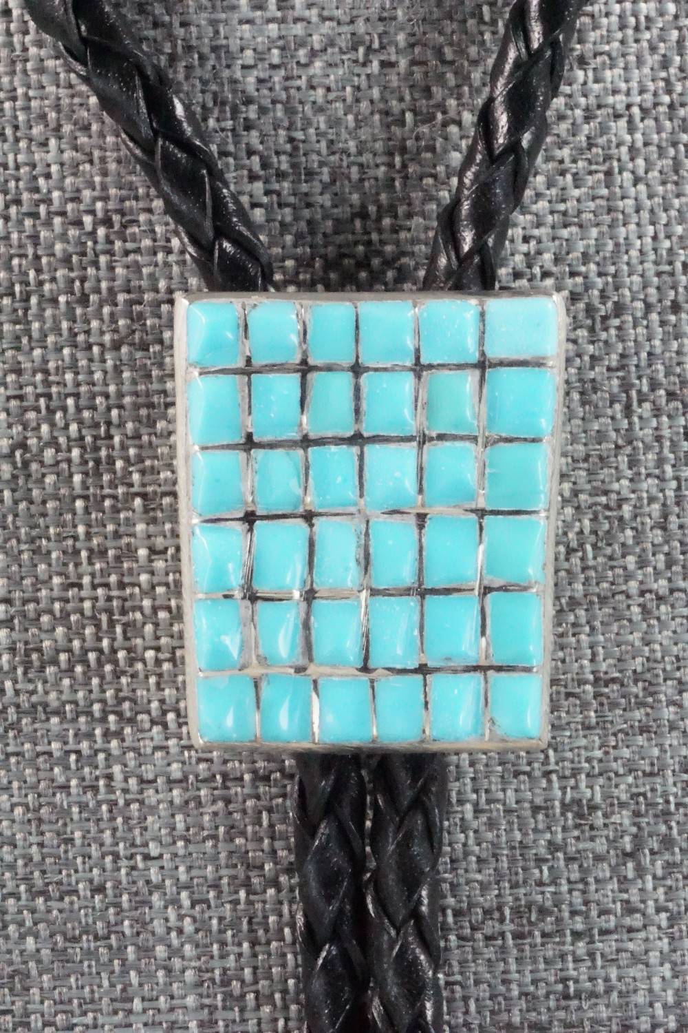 Turquoise & Sterling Silver Inlay Bolo Tie - Caroline Malani