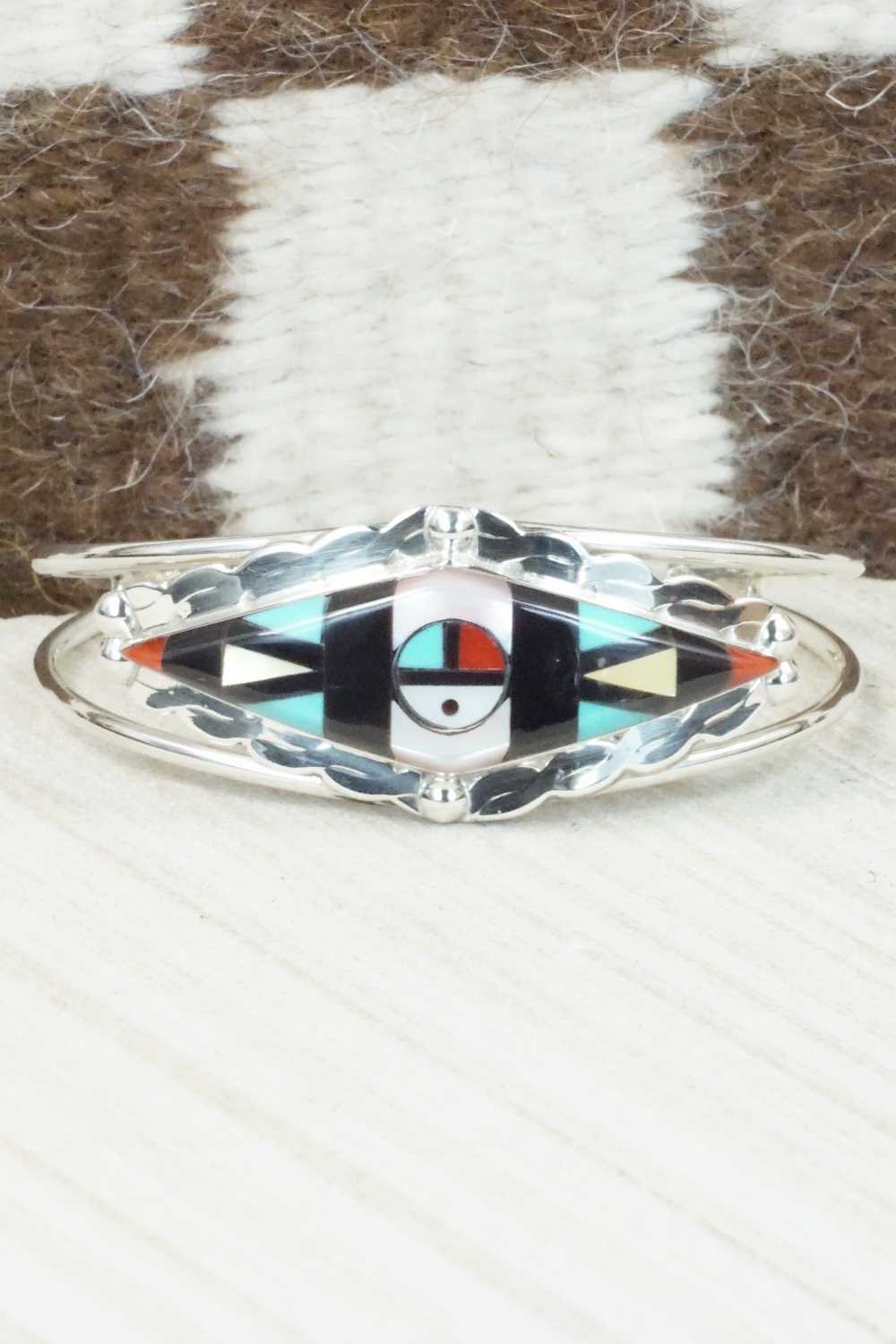 Multi Stone & Sterling Silver Inlay Bracelet - Ernie Ohmsatte