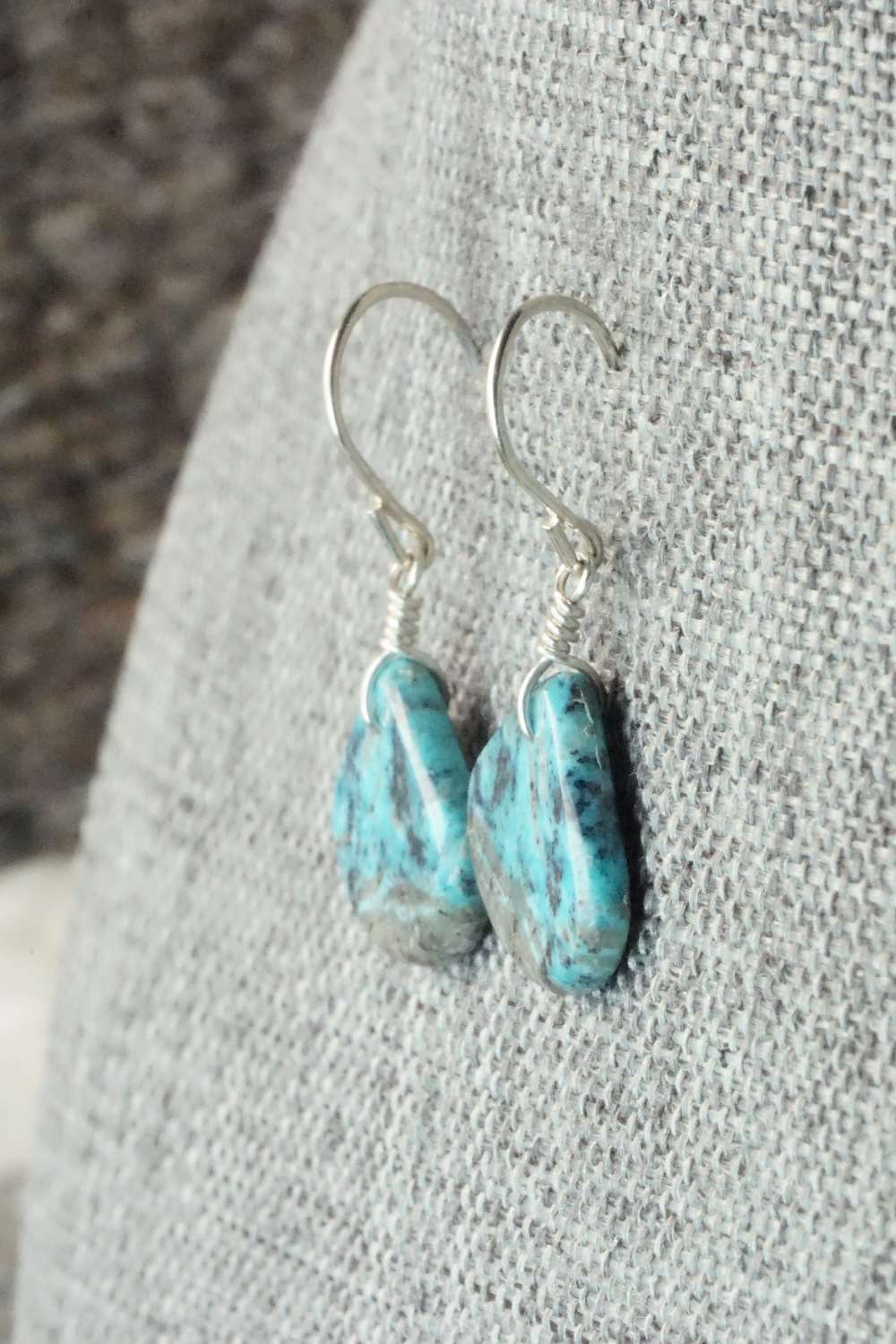 Turquoise & Sterling Silver Earrings - Lester Abeita