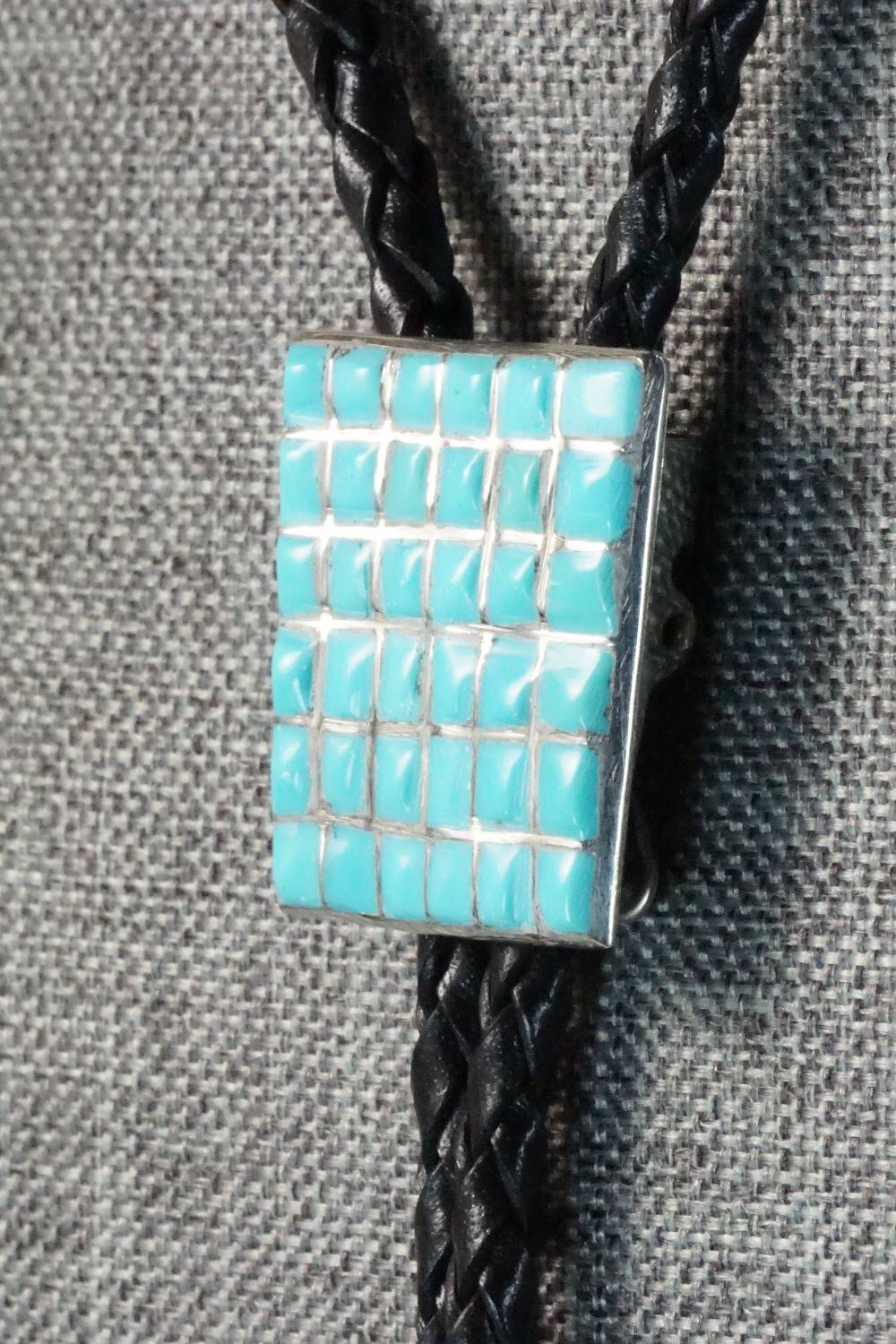 Turquoise & Sterling Silver Inlay Bolo Tie - Caroline Malani
