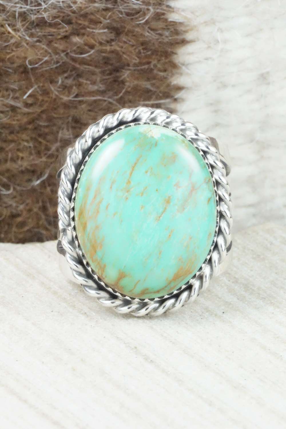 Turquoise and Sterling Silver Ring - Jeanette Saunders - Size 10.5