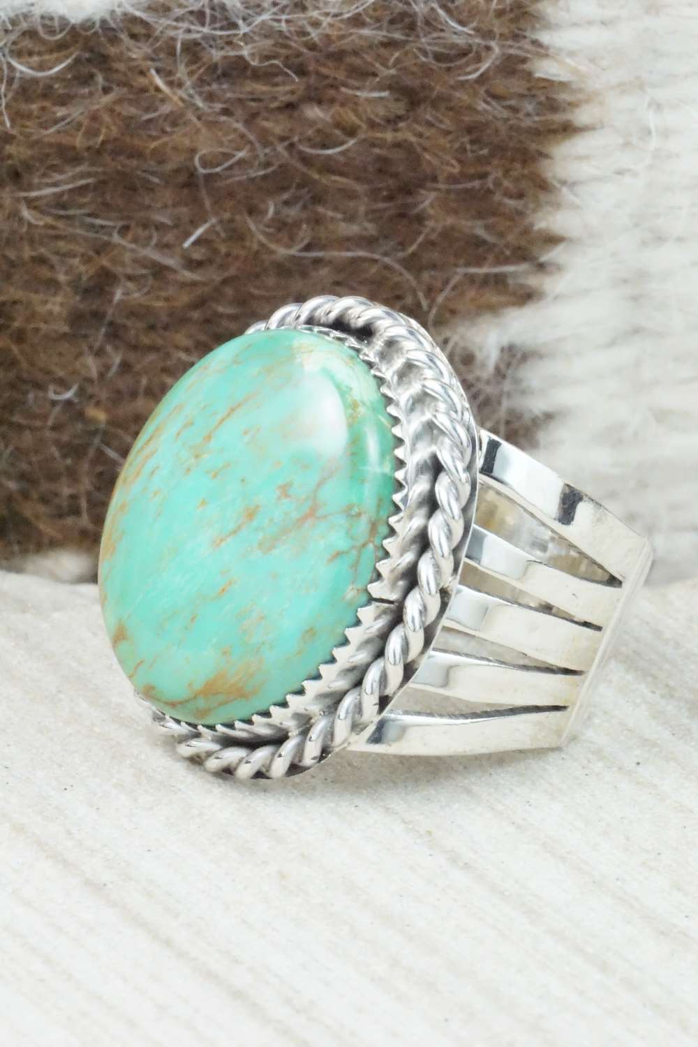 Turquoise and Sterling Silver Ring - Jeanette Saunders - Size 10.5