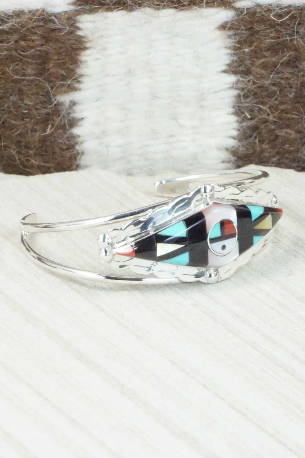 Multi Stone & Sterling Silver Inlay Bracelet - Ernie Ohmsatte