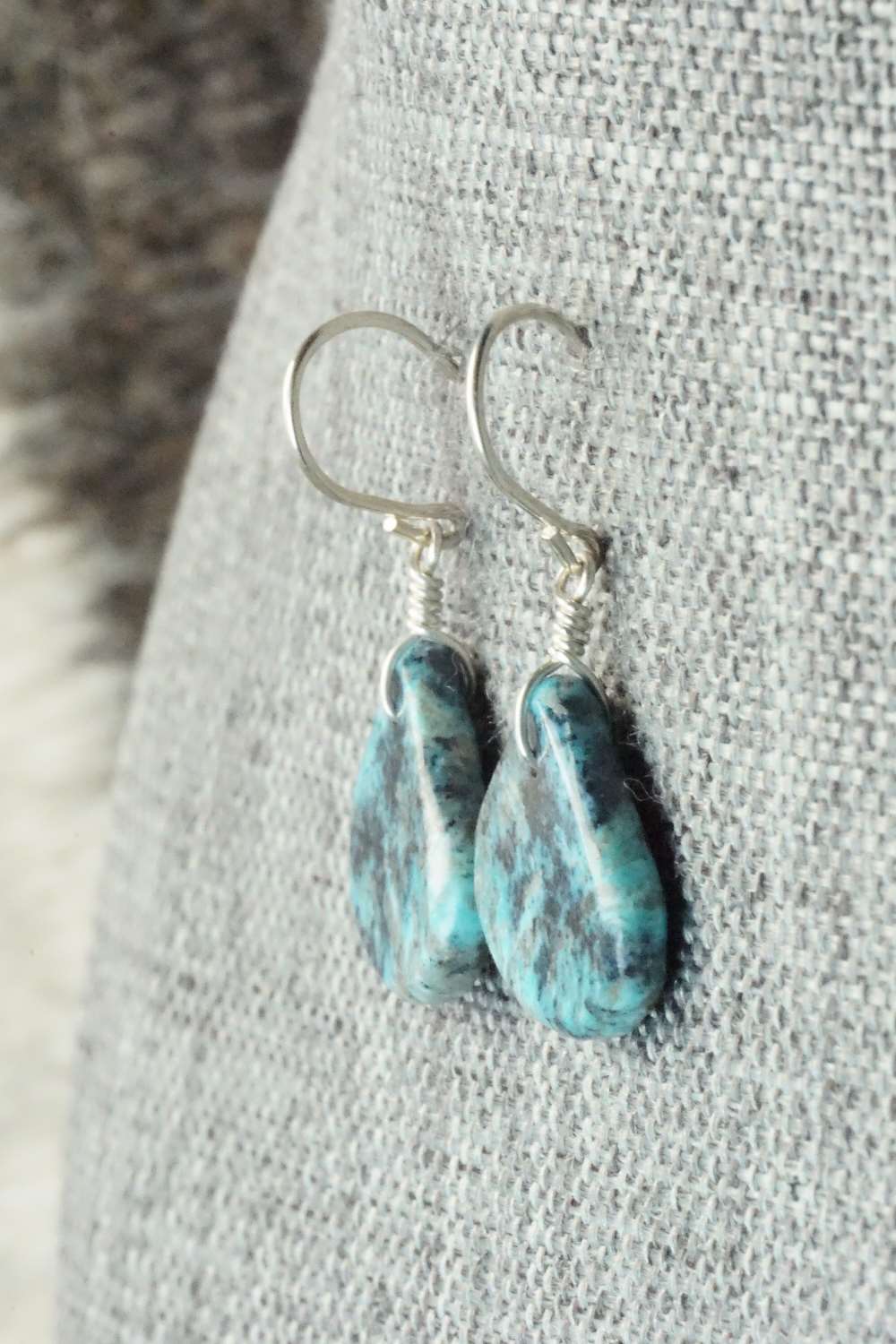 Turquoise & Sterling Silver Earrings - Lester Abeita