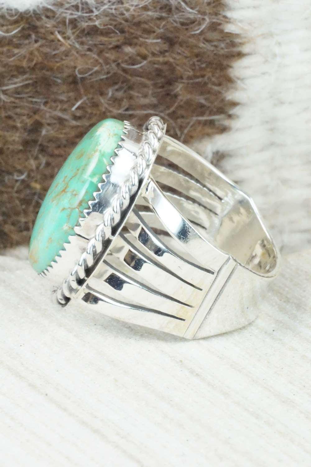 Turquoise and Sterling Silver Ring - Jeanette Saunders - Size 10.5