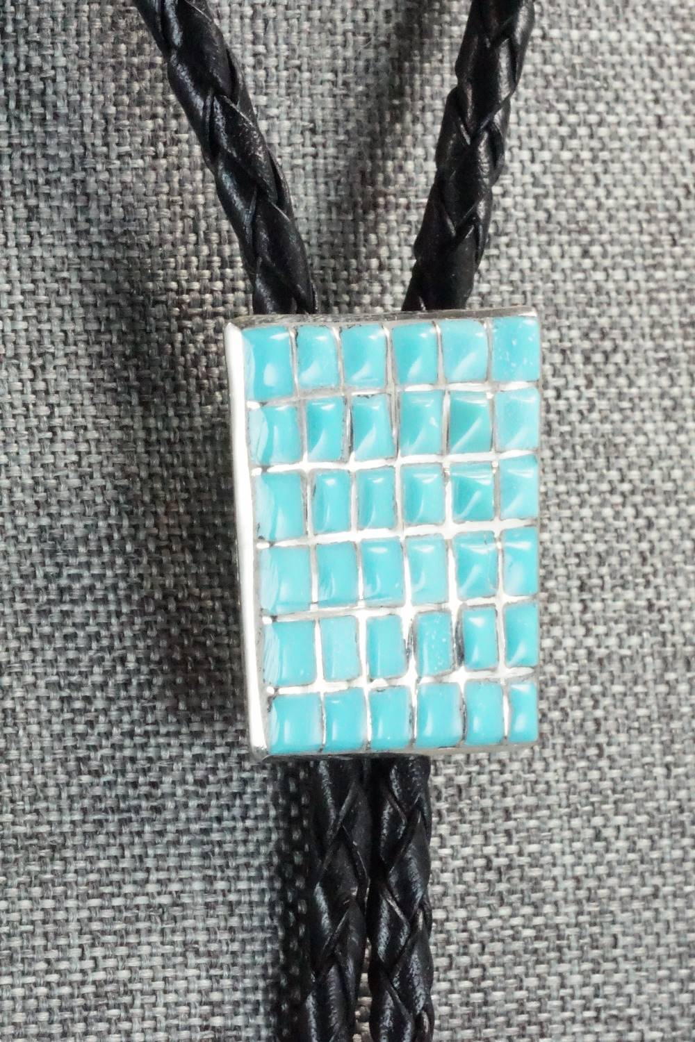 Turquoise & Sterling Silver Inlay Bolo Tie - Caroline Malani