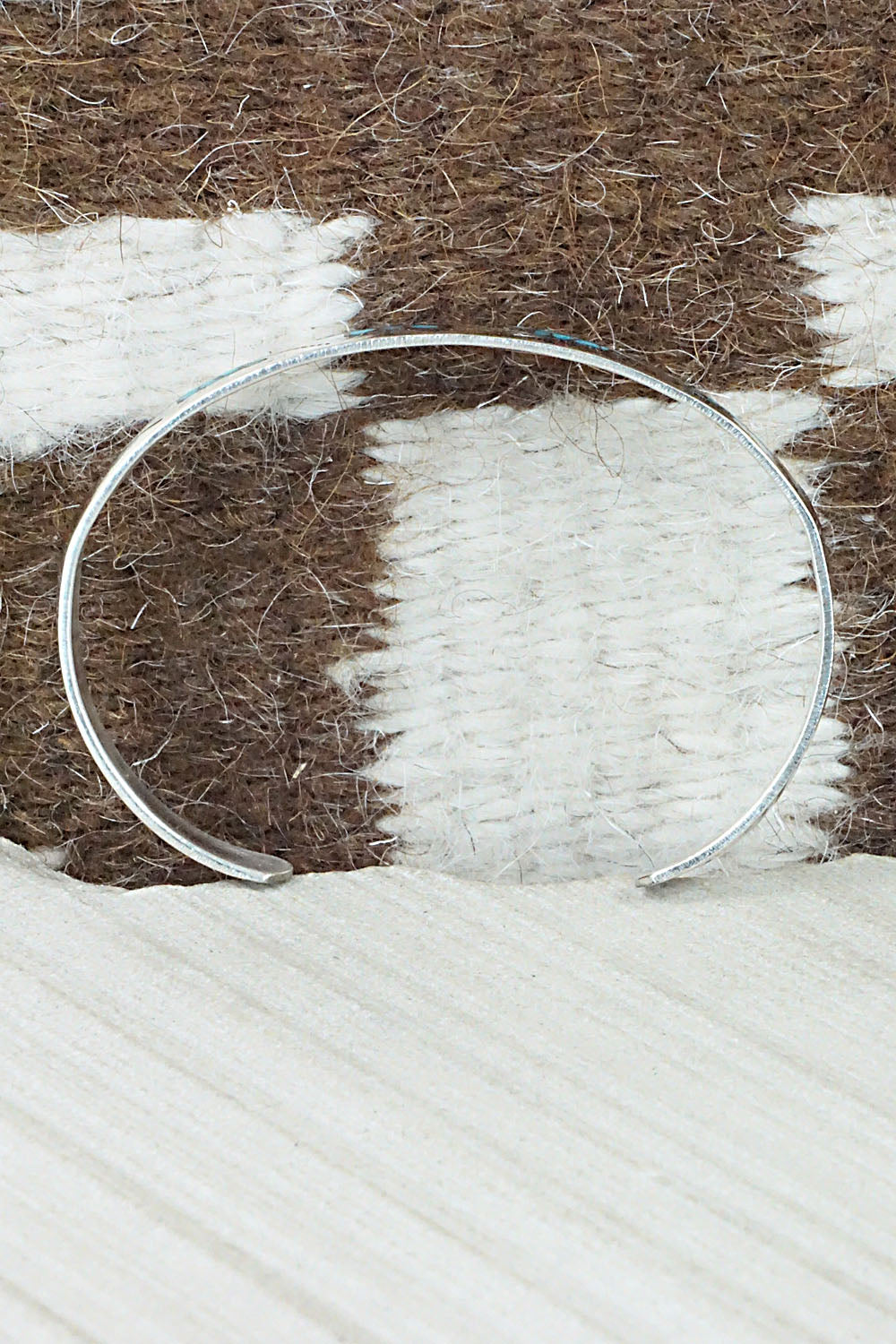 Turquoise, Coral Chip Inlay & Sterling Silver Bracelet - Jolene Yazzie