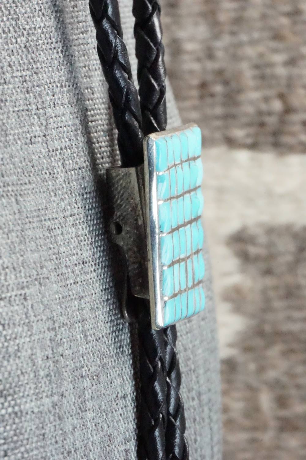 Turquoise & Sterling Silver Inlay Bolo Tie - Caroline Malani