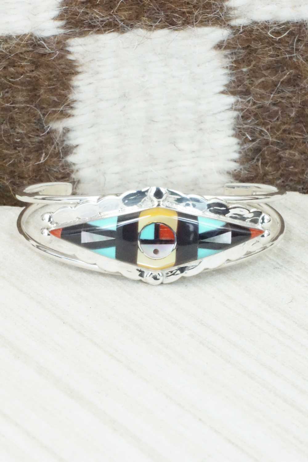 Multi Stone & Sterling Silver Inlay Bracelet - Ernie Ohmsatte