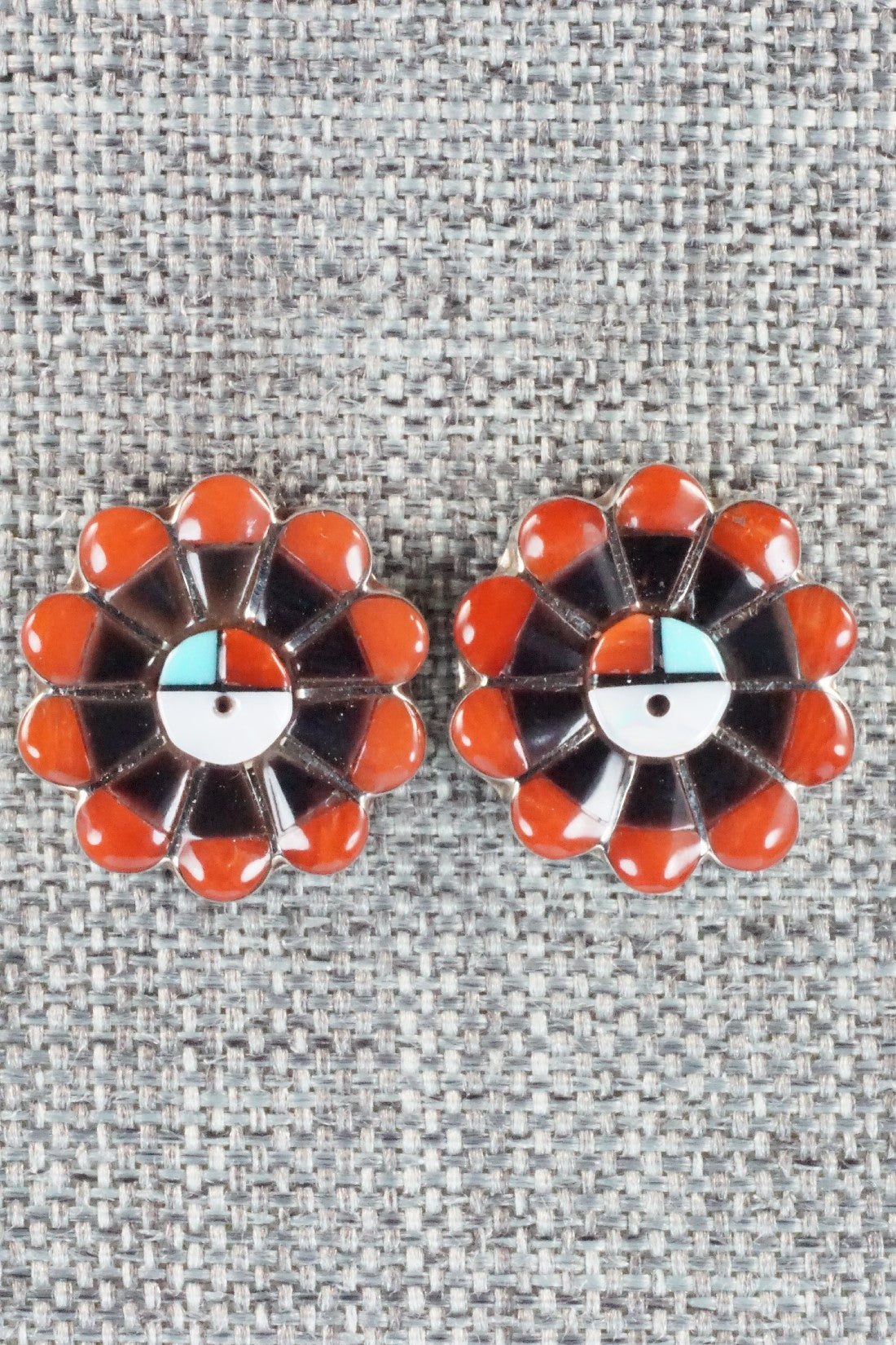 Multi Stone & Sterling Silver Inlay Earrings - Janice Lalio