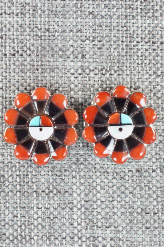 Multi Stone & Sterling Silver Inlay Earrings - Janice Lalio