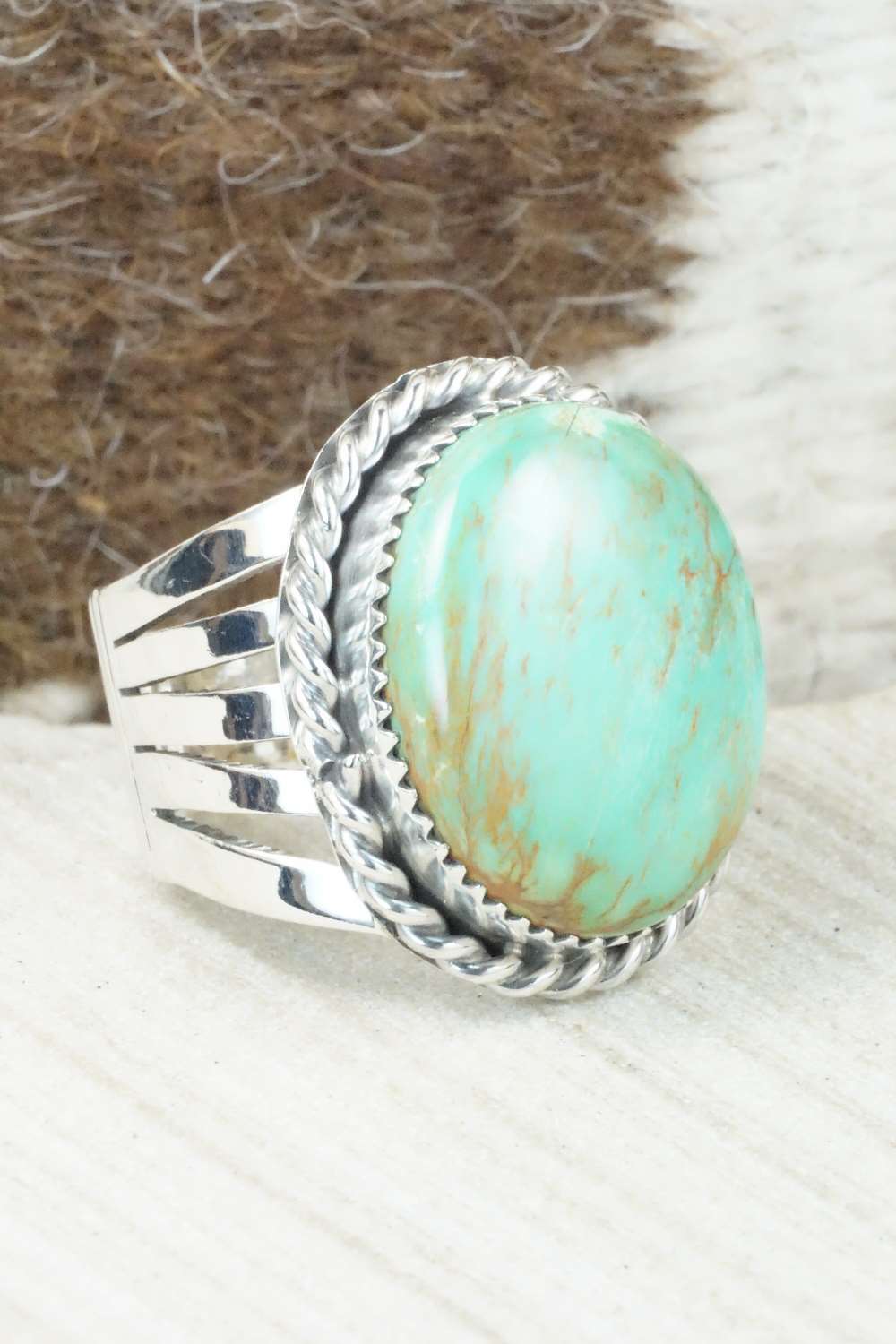Turquoise and Sterling Silver Ring - Jeanette Saunders - Size 10.5