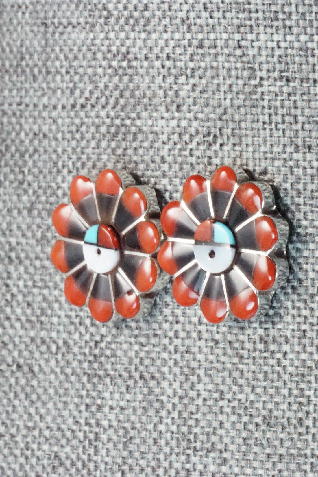 Multi Stone & Sterling Silver Inlay Earrings - Janice Lalio