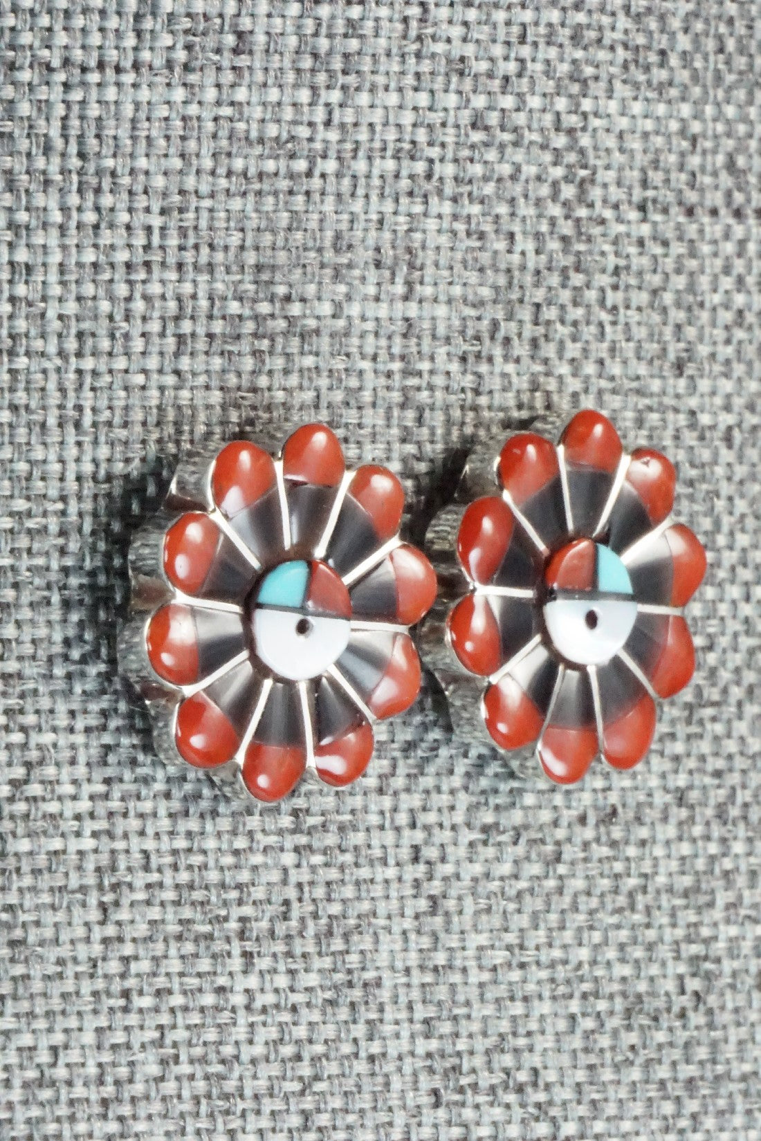 Multi Stone & Sterling Silver Inlay Earrings - Janice Lalio