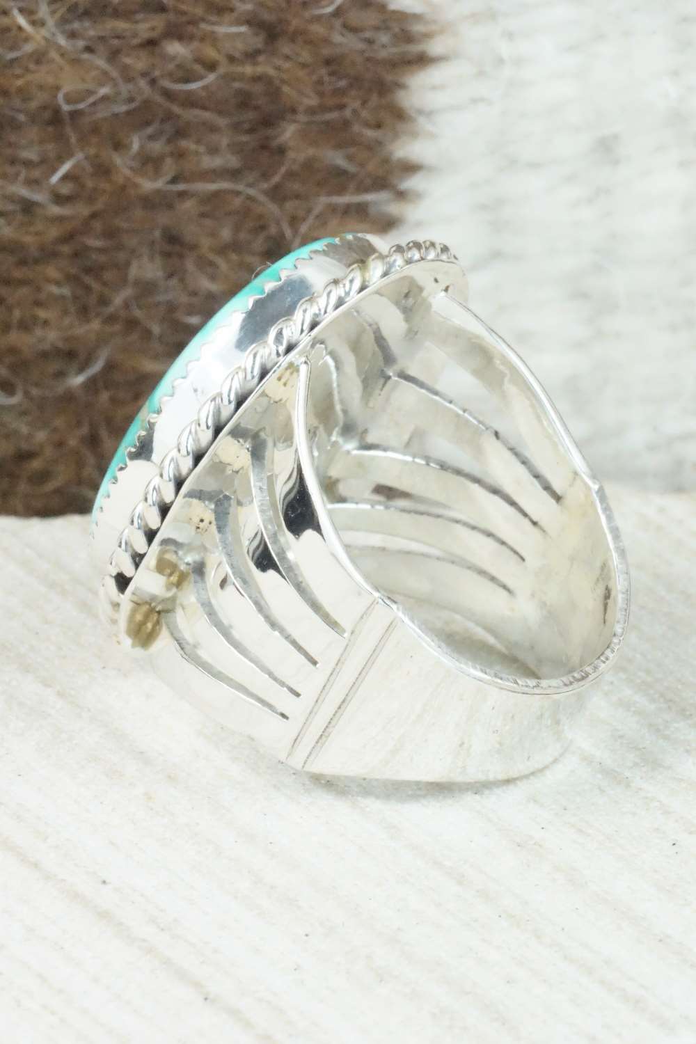 Turquoise and Sterling Silver Ring - Jeanette Saunders - Size 11.25