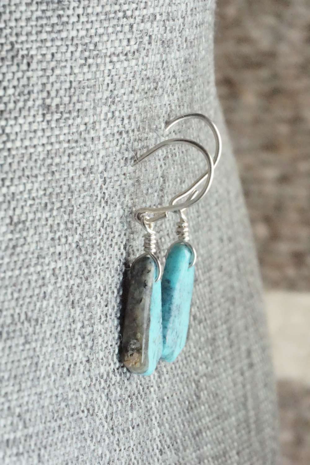 Turquoise & Sterling Silver Earrings - Lester Abeita
