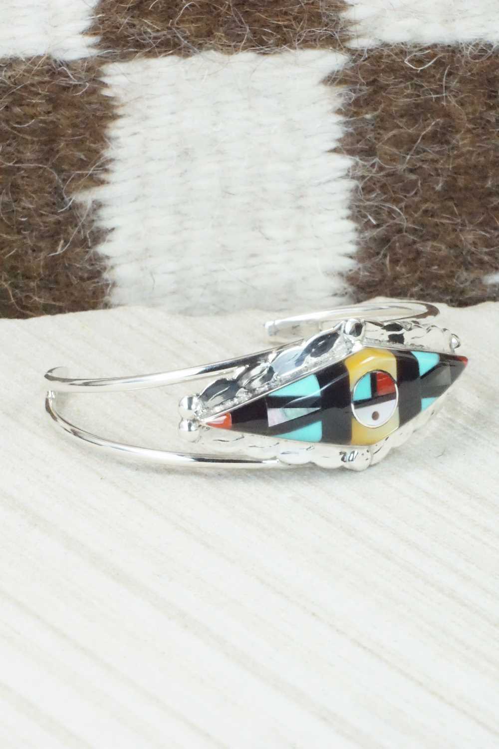 Multi Stone & Sterling Silver Inlay Bracelet - Ernie Ohmsatte