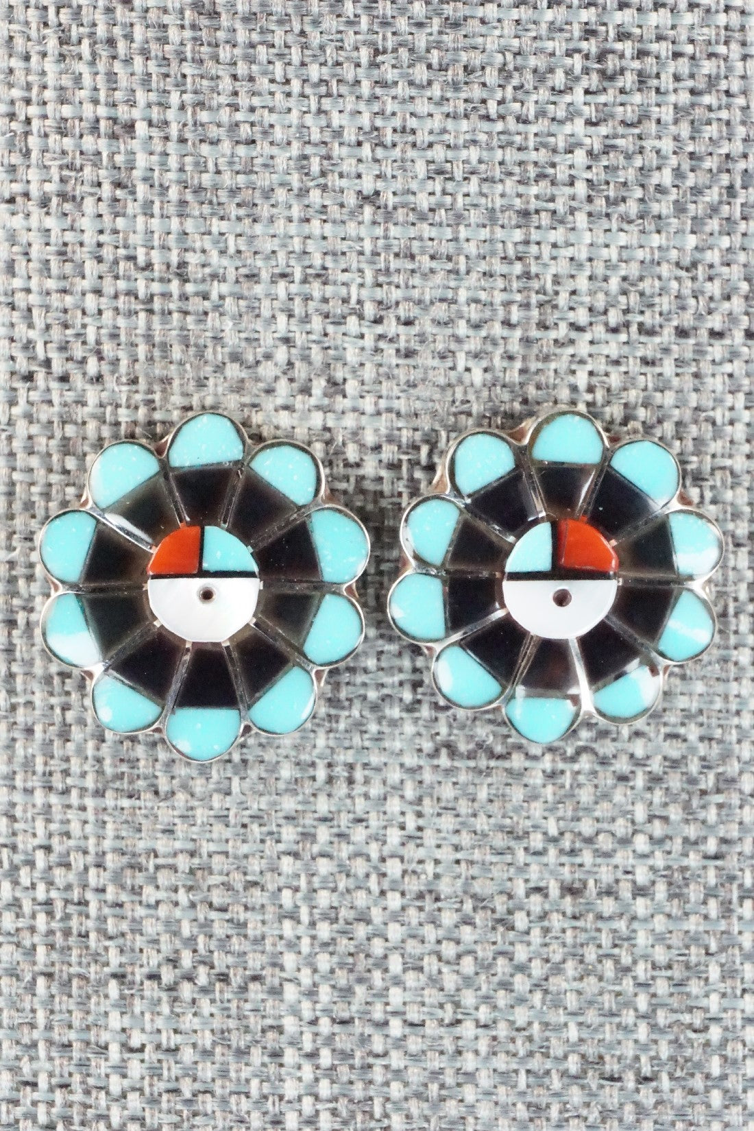 Multi Stone & Sterling Silver Inlay Earrings - Janice Lalio