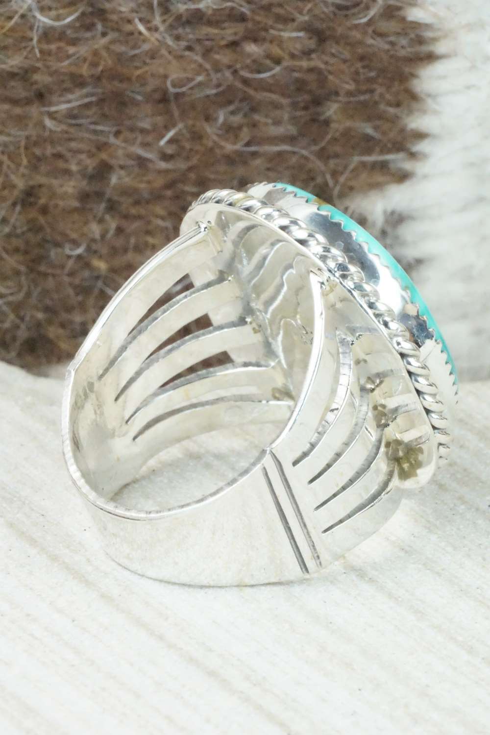 Turquoise and Sterling Silver Ring - Jeanette Saunders - Size 11.25