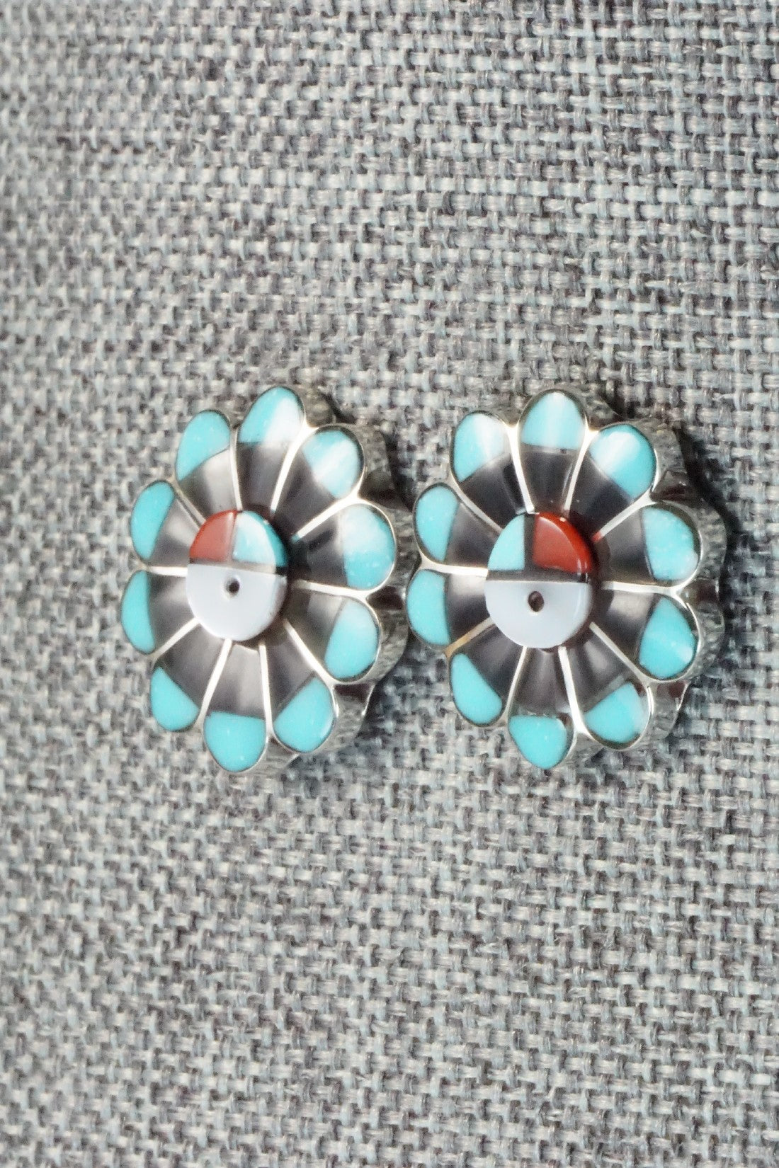 Multi Stone & Sterling Silver Inlay Earrings - Janice Lalio