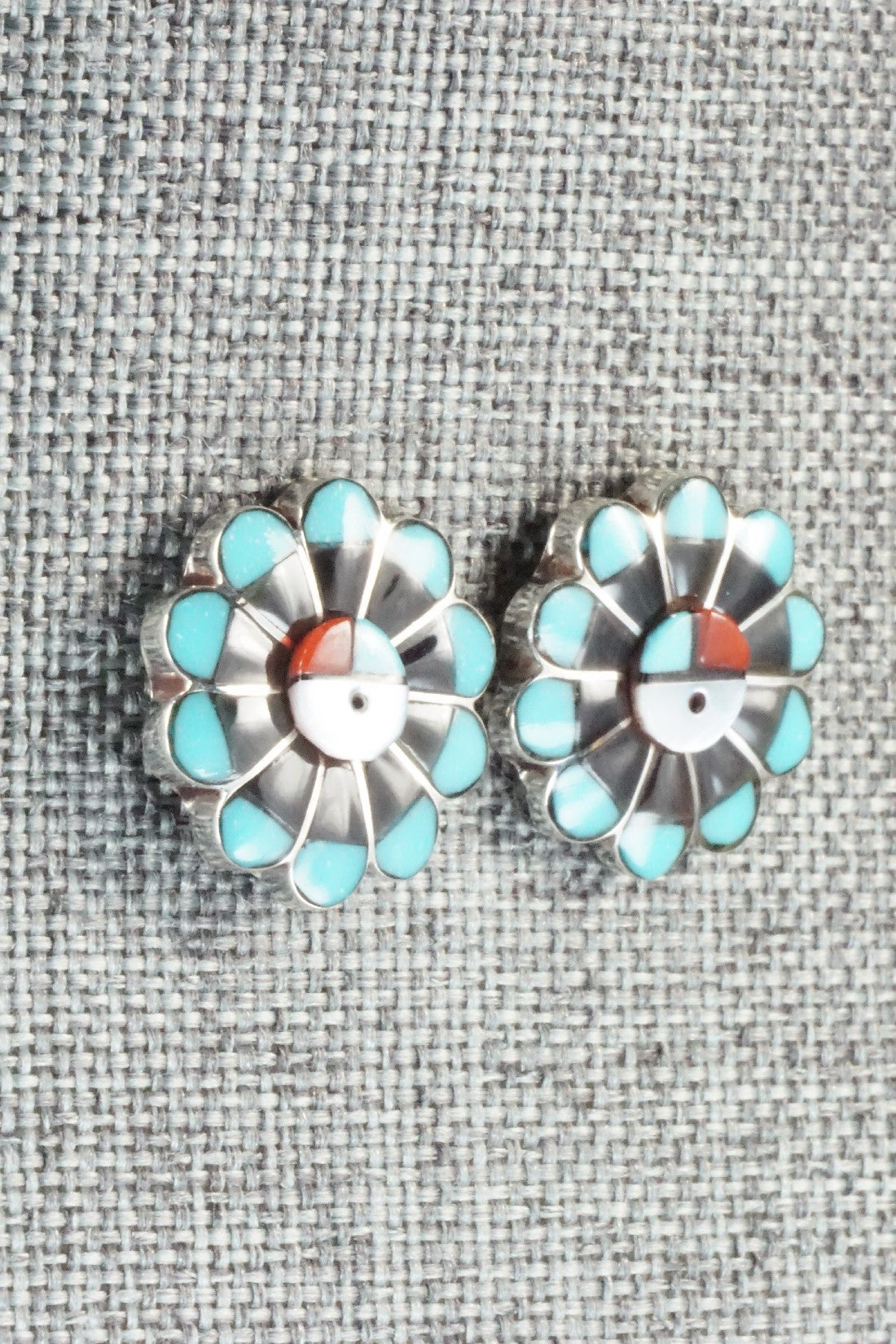 Multi Stone & Sterling Silver Inlay Earrings - Janice Lalio