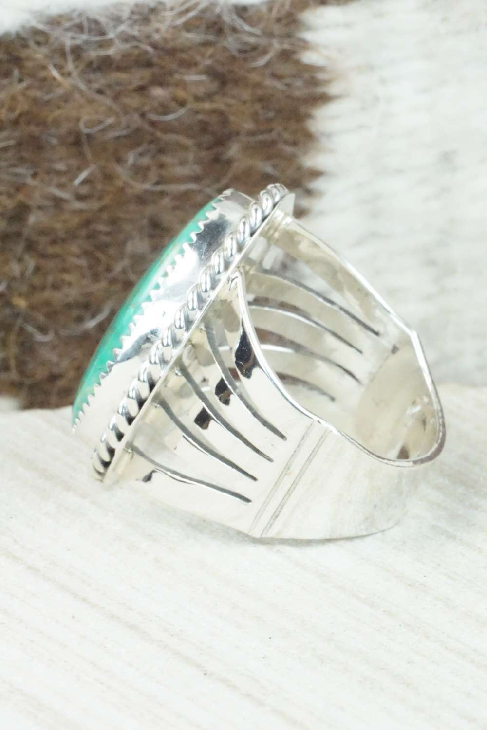 Turquoise and Sterling Silver Ring - Jeanette Saunders - Size 11.25