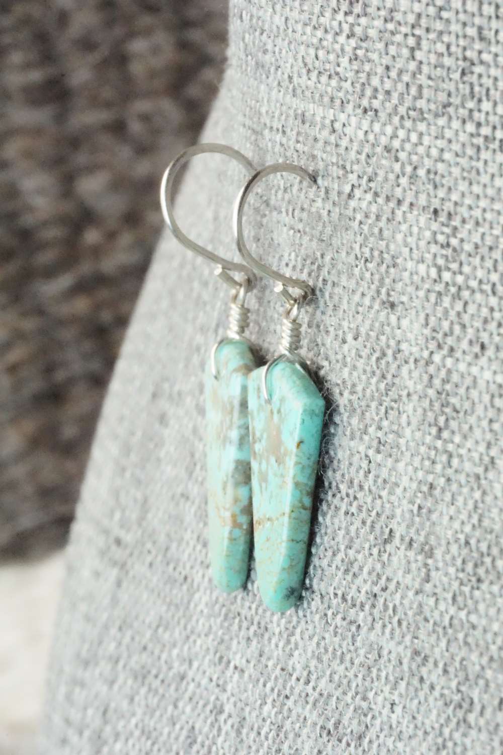 Turquoise & Sterling Silver Earrings - Lester Abeita