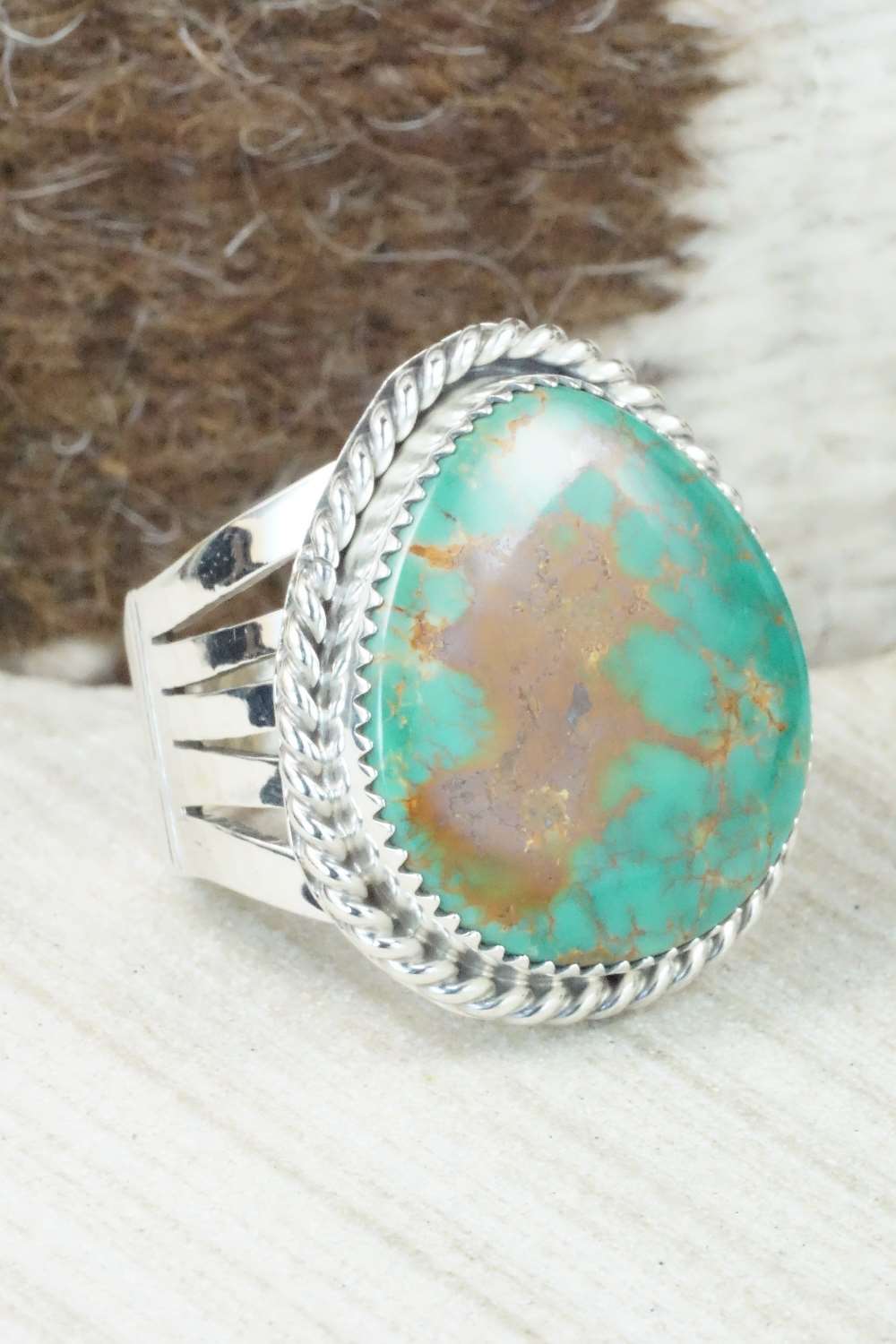 Turquoise and Sterling Silver Ring - Jeanette Saunders - Size 11.25