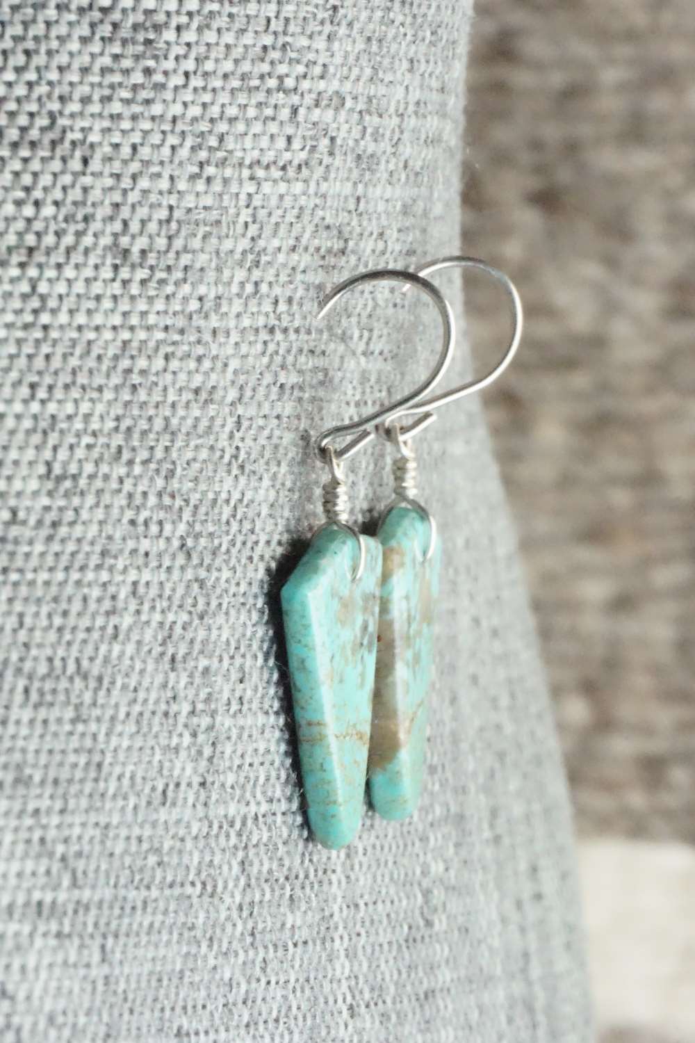 Turquoise & Sterling Silver Earrings - Lester Abeita