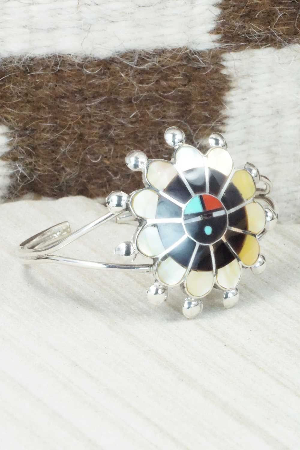 Multi Stone & Sterling Silver Inlay Bracelet - Pauline Lonjose