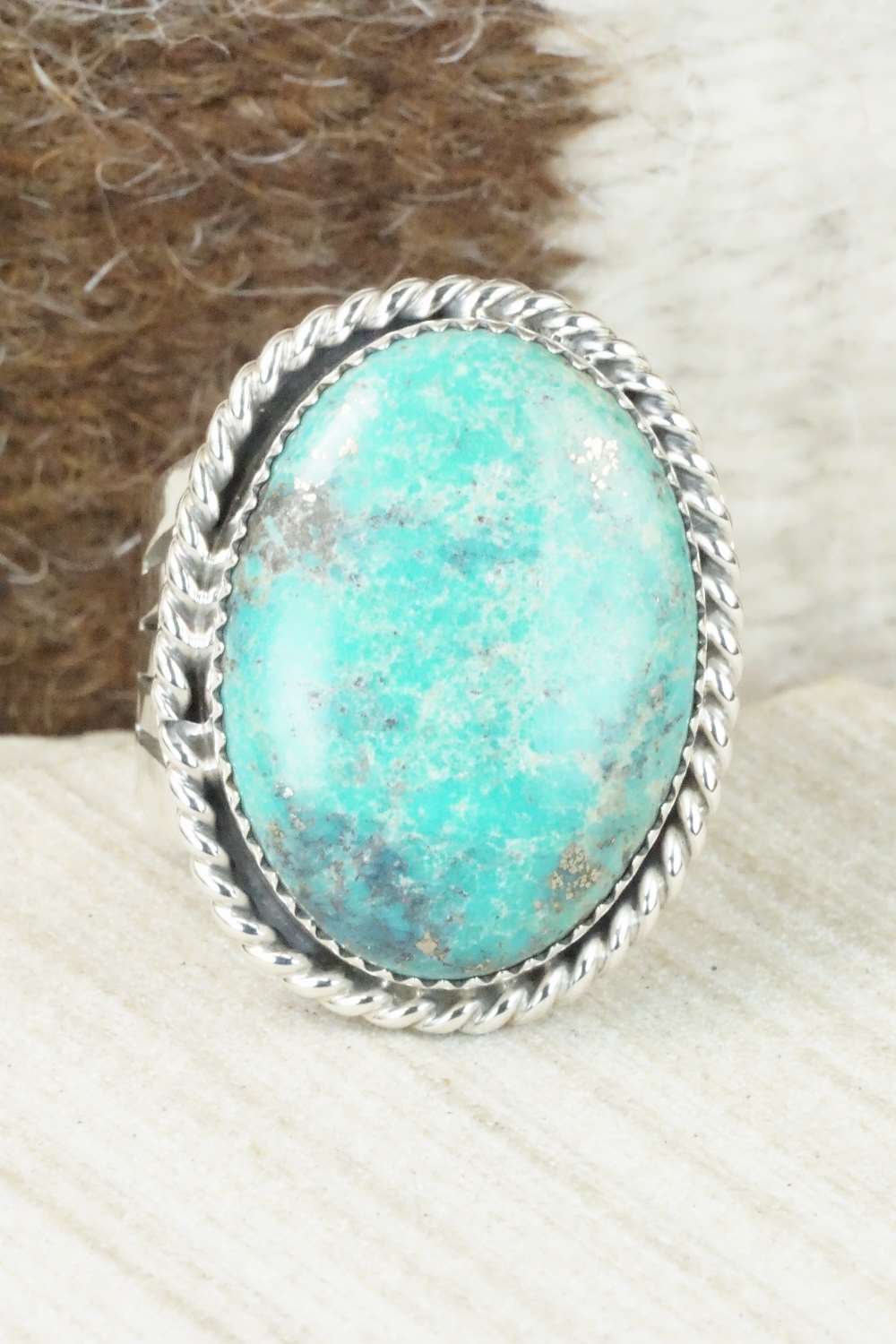 Turquoise and Sterling Silver Ring - Jeanette Saunders - Size 12.5