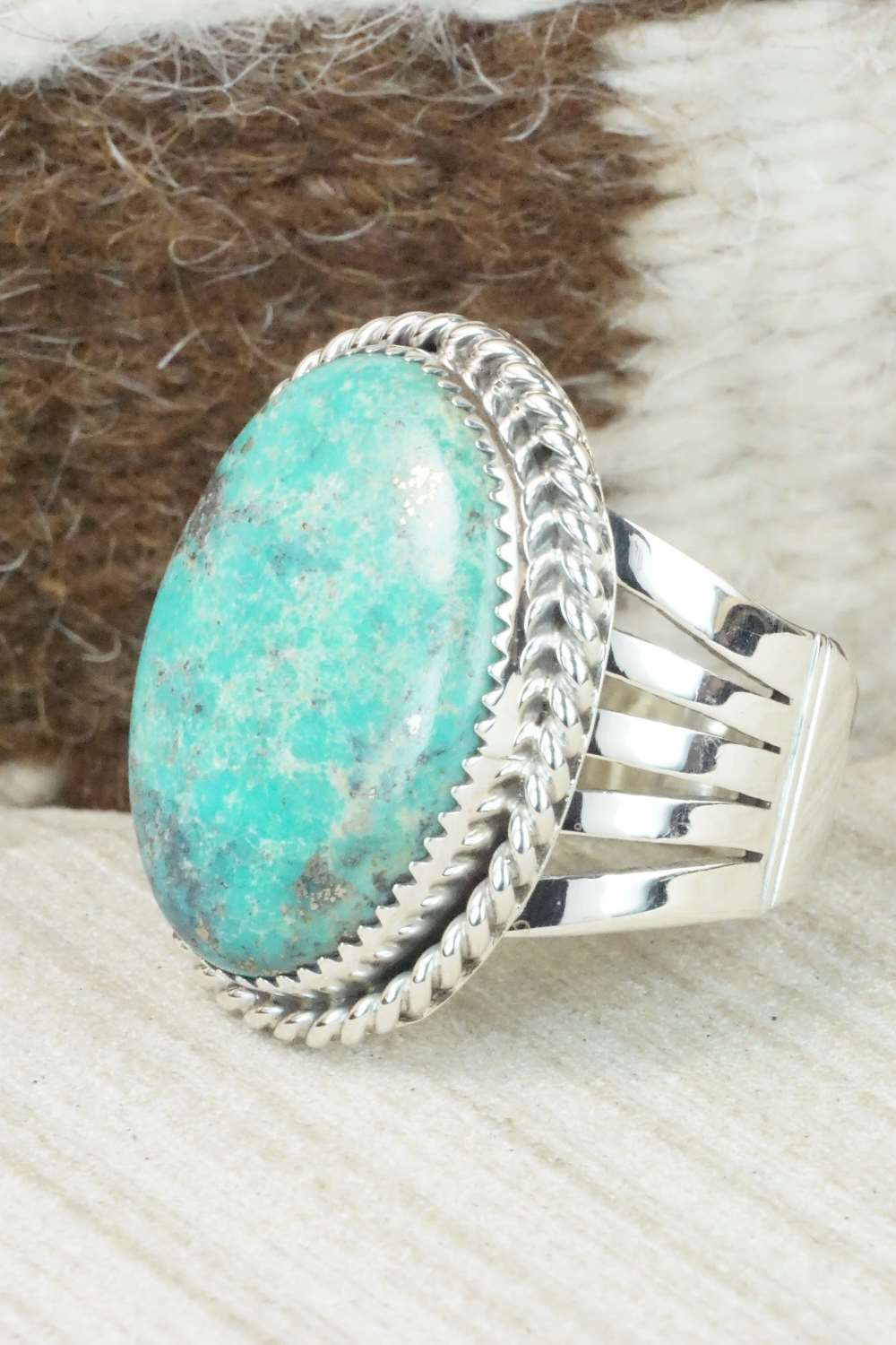 Turquoise and Sterling Silver Ring - Jeanette Saunders - Size 12.5