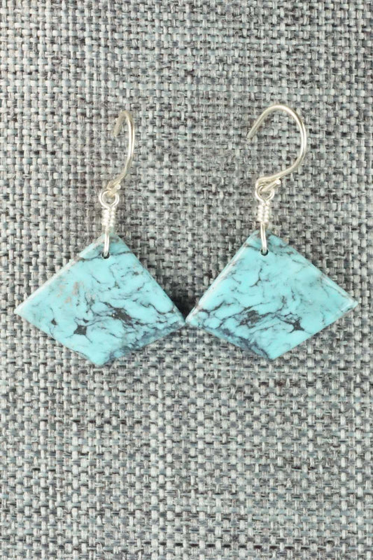 Turquoise & Sterling Silver Earrings - Lester Abeita