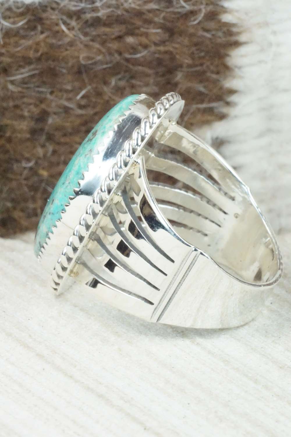 Turquoise and Sterling Silver Ring - Jeanette Saunders - Size 12.5