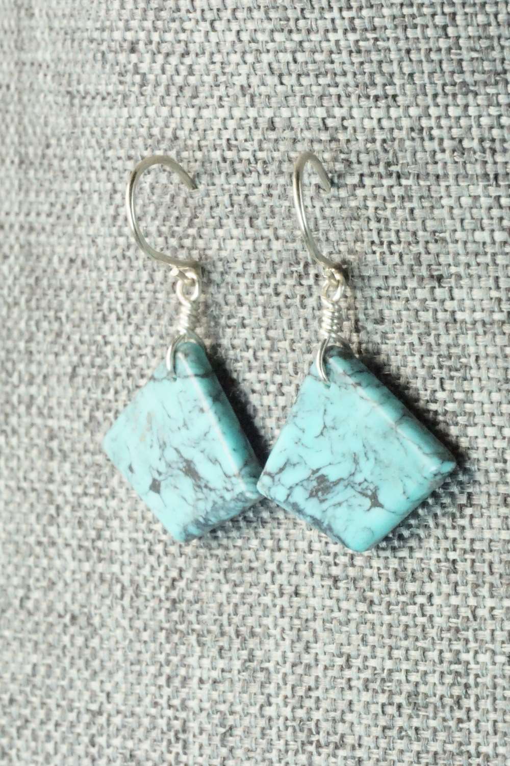 Turquoise & Sterling Silver Earrings - Lester Abeita
