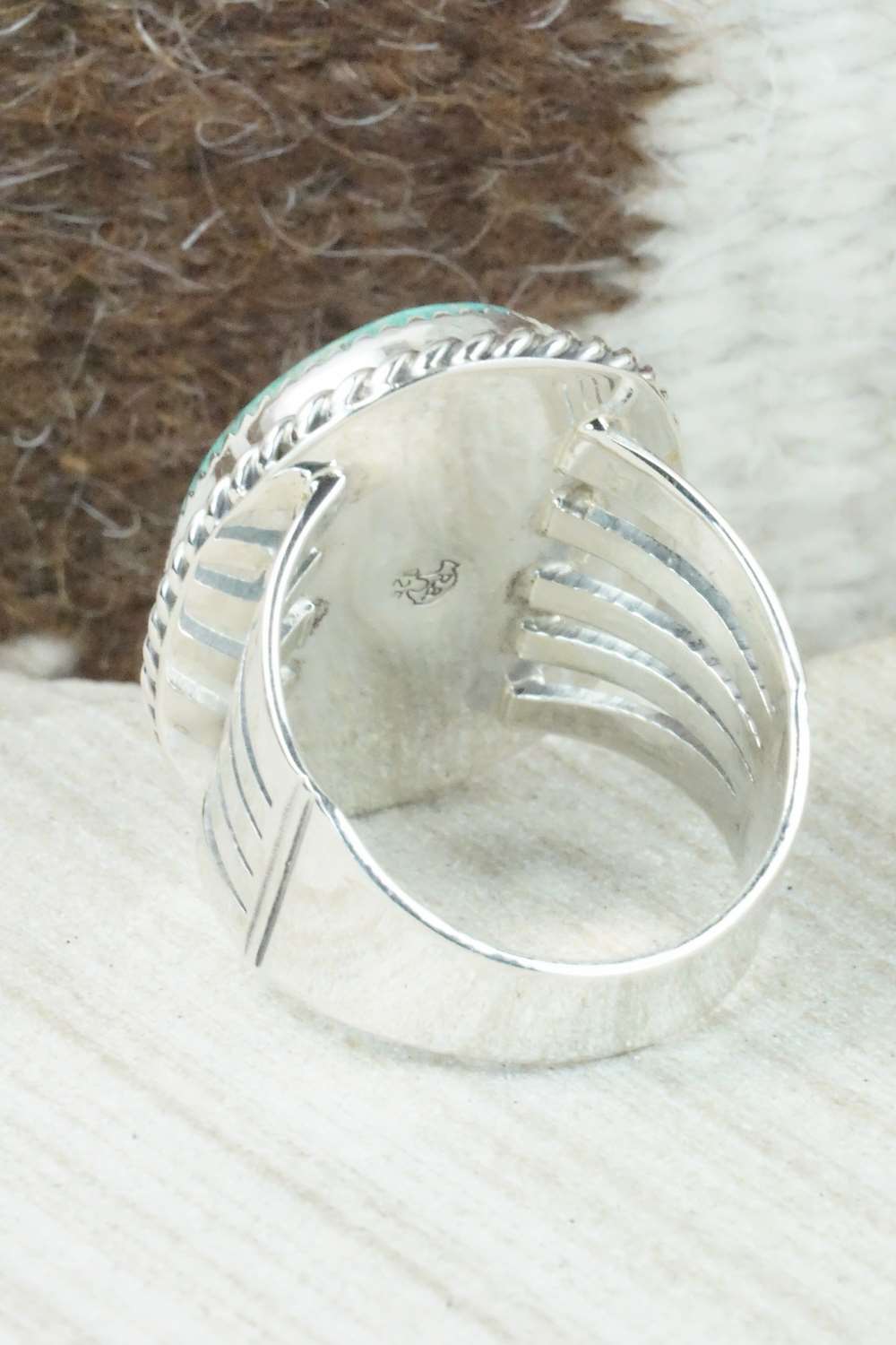 Turquoise and Sterling Silver Ring - Jeanette Saunders - Size 12.5