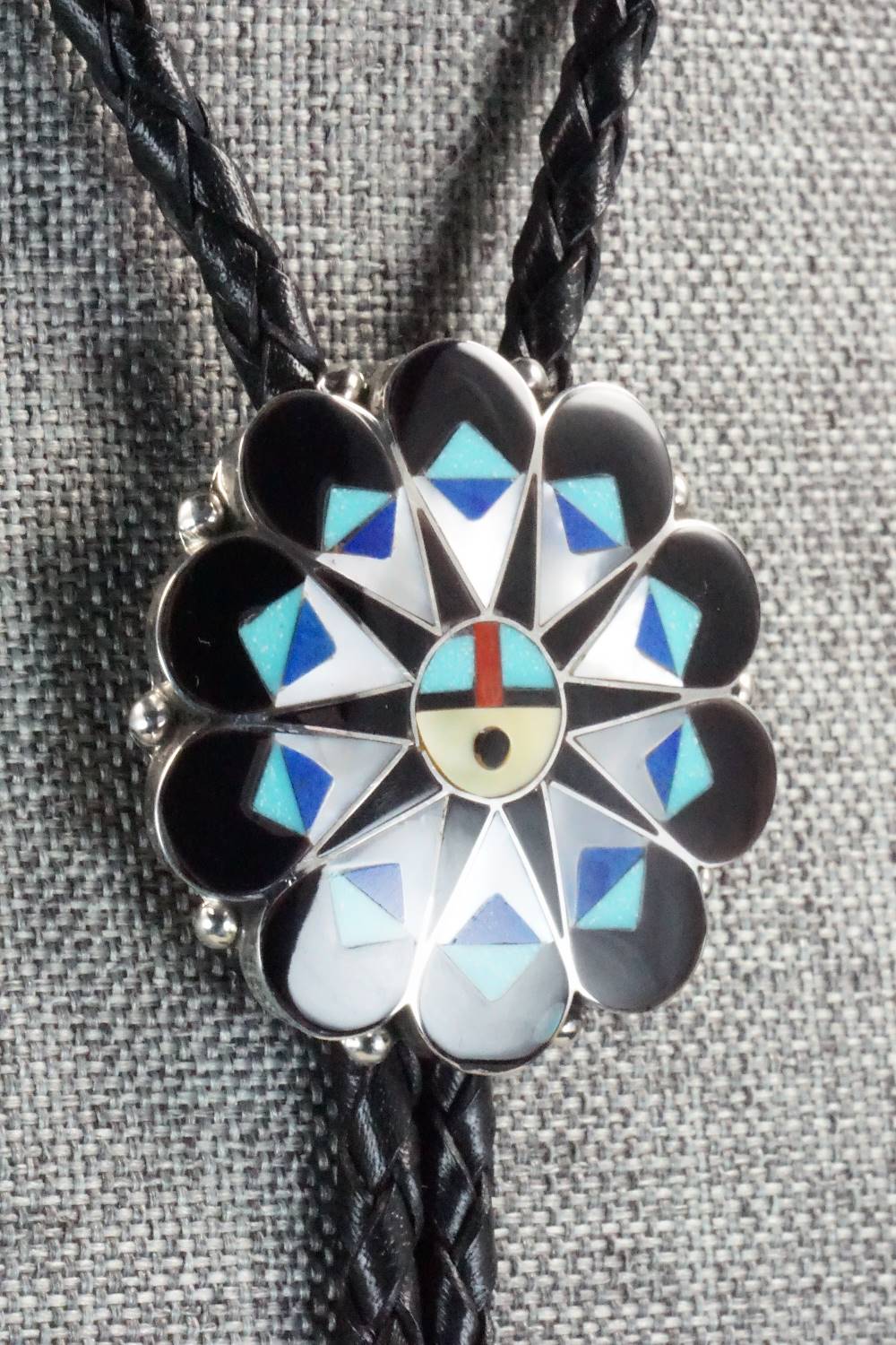 Multi Stone & Sterling Silver Bolo Tie - Delwin Gasper