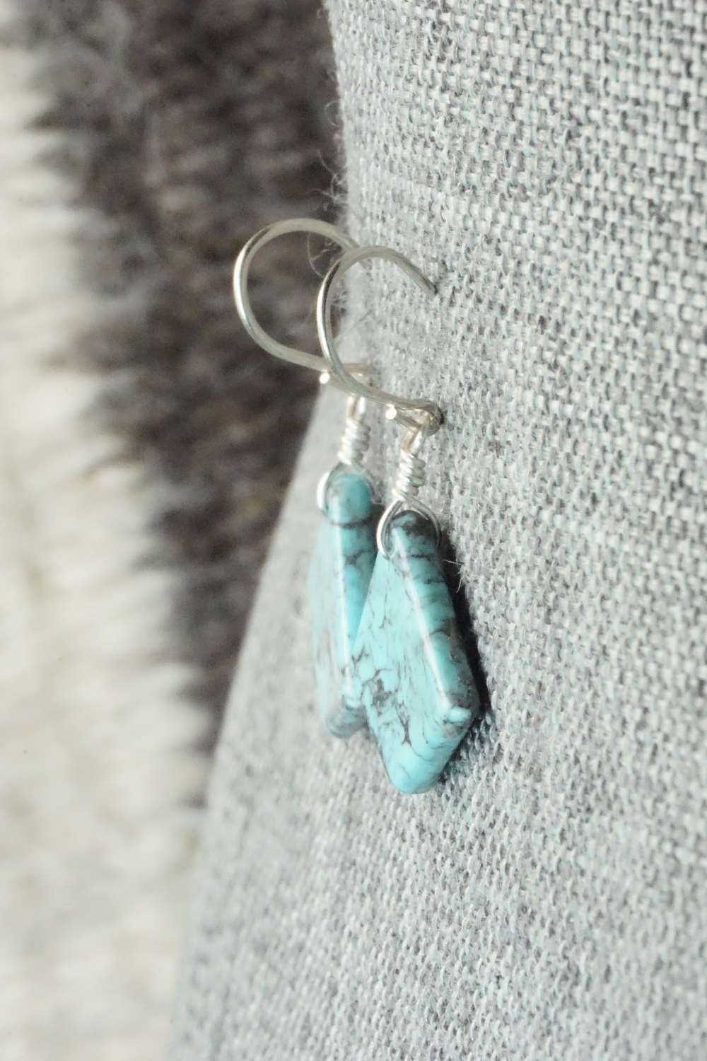 Turquoise & Sterling Silver Earrings - Lester Abeita