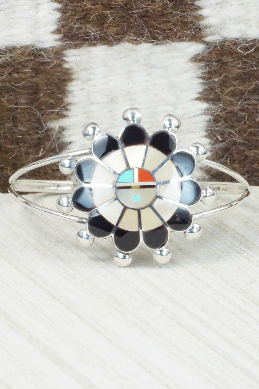 Multi Stone & Sterling Silver Inlay Bracelet - Pauline Lonjose
